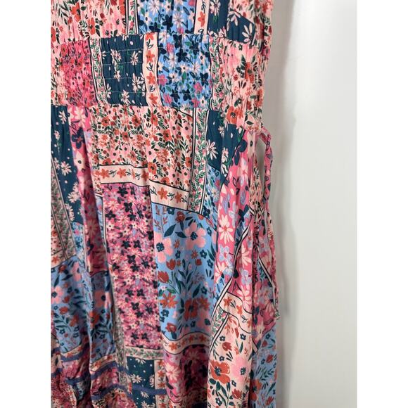 Matilda Jane Wildlife Maxi Dress Pink Teal Floral Boho Patchwork Women's Size XL - Picture 7 of 15